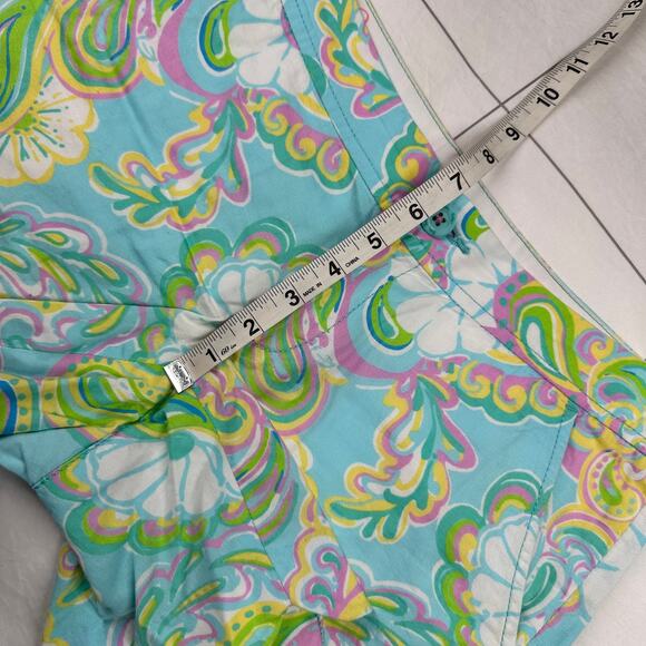 Lilly Pulitzer Shorts Women 0 Blue Green Buttercup Scalloped Hem Preppy Colorful - Picture 9 of 12